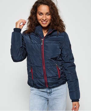 Superdry Sports Puffer Női Kabát Sötétkék/Világos Piros | OFPHI0263